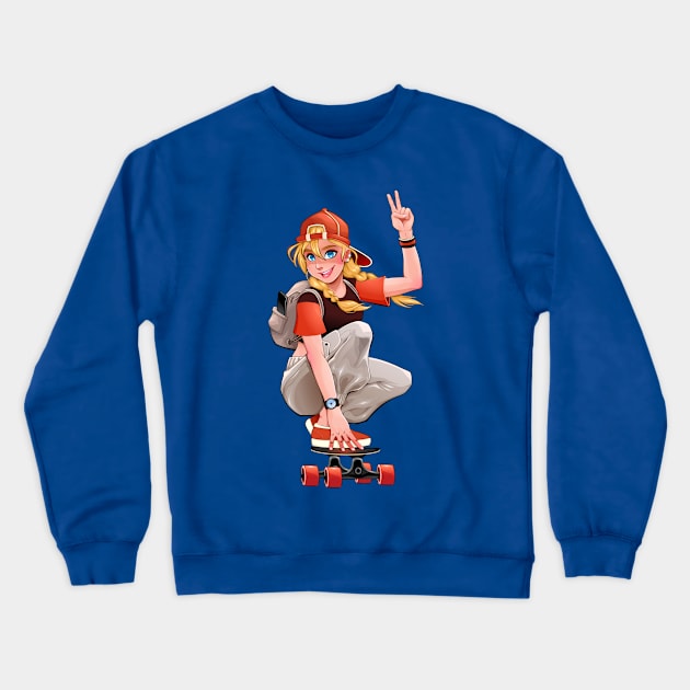 Skater Girl Crewneck Sweatshirt by ddraw